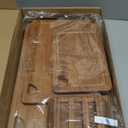 Astercook Deep-Carbonized Bamboo Cutting Boards for Kitchen with Wood Storage Stand, Reversible Charcuterie & Chopping Boards with Juice Grooves and Easy-Grip Handles, Knife-Friendly, Kitchen Gift