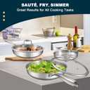 Tri-Ply Stainless Steel Frying Pans Set with Lid, EWFEN 8/10/12 Cooking pans, PFOA&PTFE Free Skillet, Induction Cooking Pan, Dishwasher and Oven Safe, Fast & Even Heat, Suitable for All Stove