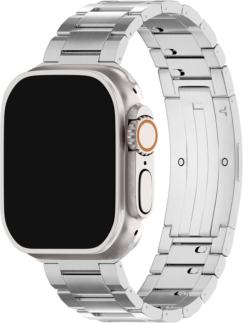 LDFAS Compatible for Apple Watch Ultra 3/2 Band 49mm, Series 10 46mm Titanium Metal[Super Scratch Resistant] Men Watch Strap Compatible for Apple Watch 9/8 45mm Band