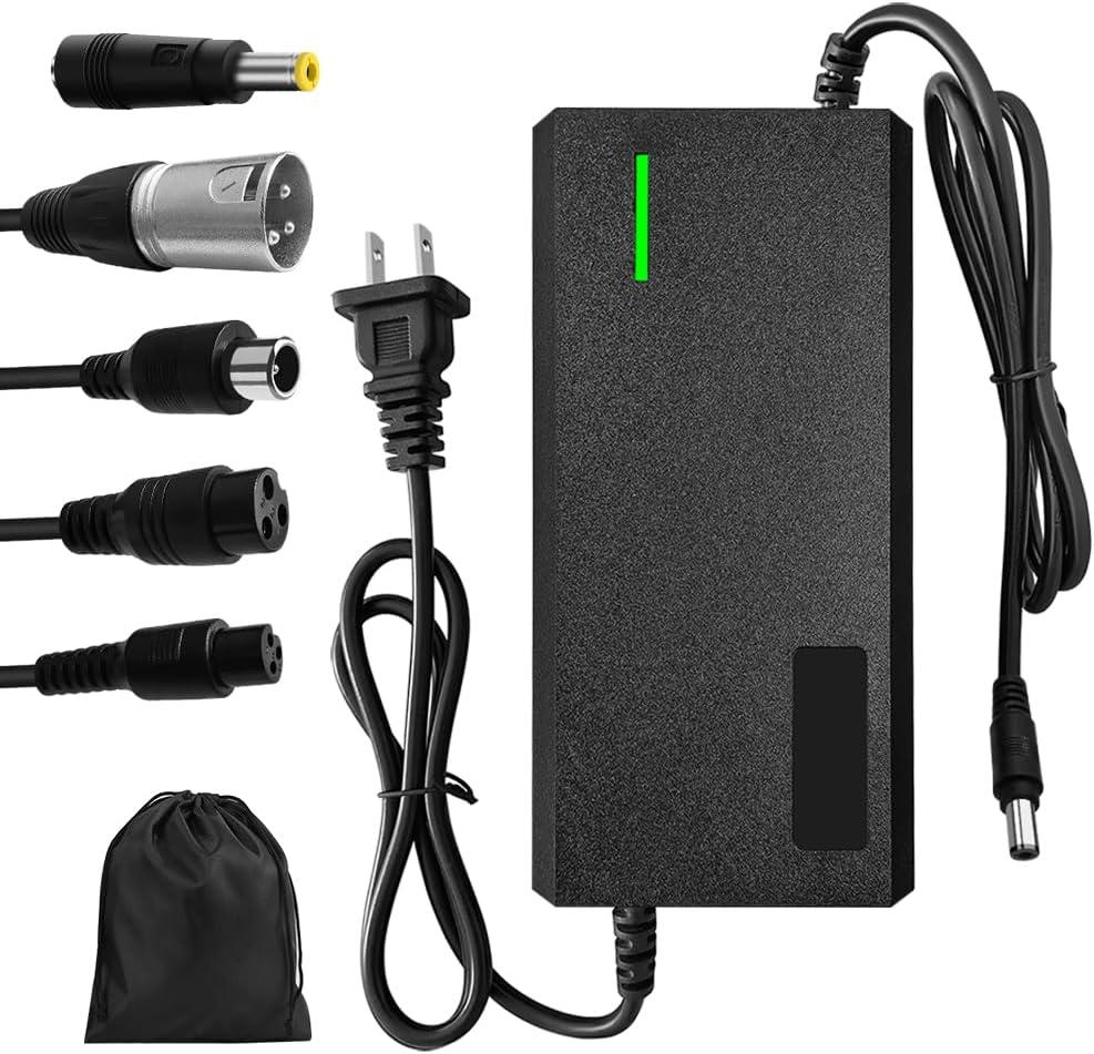 54.6V 3A Charger, Charging Speed is 100% Fast Than 1.5A and 50% Faster Than 2A,6 Plug for Various Lithium Batteries, Such as Lawn Mower and Wheelchair Lithium Batteries, etc. (3A-6 Plugs)