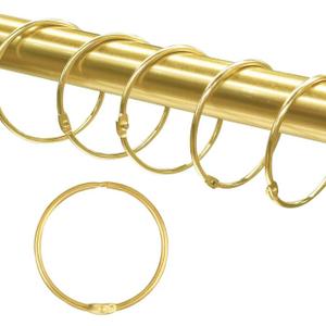 24 Pack Shower Curtain Rings,Rust Proof Shower Curtain Hooks for Bathroom,Circular Decorative Shower Curtain Rings and Hooks for Shower Rod,Metal Rings for Shower Curtain,Loose Leaf Rings(Gold)