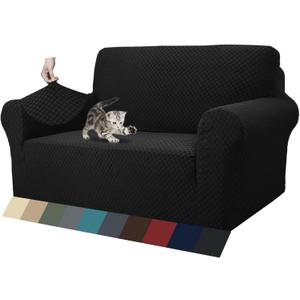 ZNSAYOTX 1 Piece Jacquard Couch Covers for 2 Cushion Couch High Stretch Loveseat Slipcover for Pets Dogs Anti Slip Love Seat Sofa Slipcover Furniture Protector (Loveseat, Black) (Medium (55"-69")) ZNSAYOTX 1 Piece Jacquard Couch Covers for 2 Cushion Couch High Stretch Loveseat Slipcover for Pets Dogs Anti Slip Love Seat Sofa Slipcover Furniture Protector (Loveseat, Black) (Medium (55"-69"))