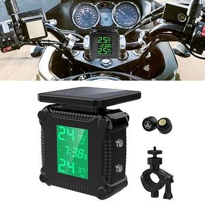 Universal Solar Motorcycle TPMS Tire Pressure Monitoring System with 2 External Sensors LCD Display Motorbike Tyre Temperature Alarm