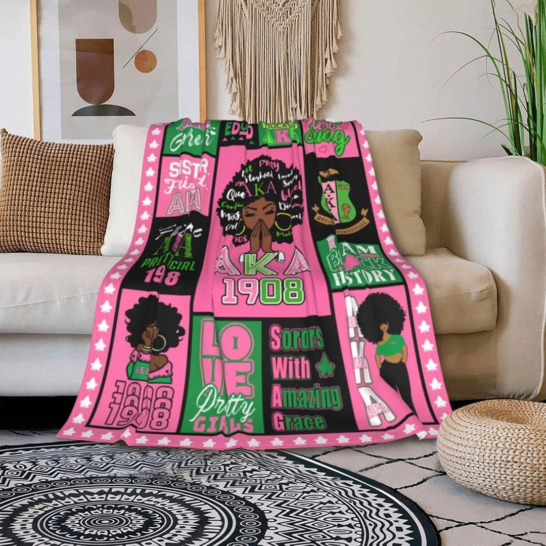 Blanket Gifts - 60"x50" Inches Cute Throw Blanket for Sorority Gifts - Colorful Soft Fuzzy Blankets for Couch, Sofa & Bed (Color7)