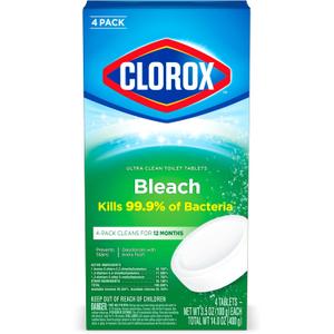Clorox Ultra Clean Toilet Tablets Bleach 4 Count, 3.5 Ounces Each