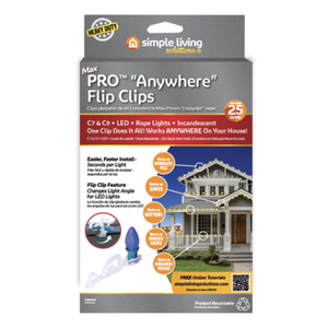25 Heavy Duty Max Pro Anywhere Christmas Light Flip Clips Simple Living Solution 2 Pack