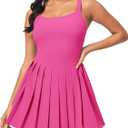 IUGA Tennis Dresses for Women with Shorts Easy Pezzy Athletic Dress for Women Adjustable Straps Workout Dress Removable Pads (Small, Pink)