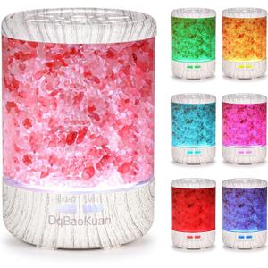 Essential Oil Diffuser, Aromatherapy Diffuser, 100% Natural Himalayan Salt Lamp, Ultrasonic Cool Mist Humidifier 3 in 1 for Small Room Home Office, 7 Colors Changing LED Night Lights,120ml (White)