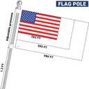 Yeesun Flag Pole,6FT Flag Pole Kit(2 Packs) for 3' x 5'American Flag, Flag Pole Holder for Outside House,Truck & Boat Use (Without Bracket) (Silver)
