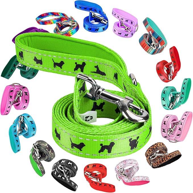 EcoBark Dog Leash  Soft & Reflective Comfort Leashes with Padded Handle  Safe, Strong, & Durable for Small, Medium or Large Dogs (Green)