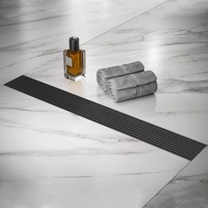 Linear Shower Drain 24 Inch, 304 Stainless Steel Black Rectangular Shower Drain, 51L/Min Fast Drainage Floor Linear Drain, US Standard CUPC Certified, Matte Black, SD-108-24B