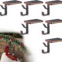 Chunful 6 Pcs 2 in 1 Fireplace Garland and Stocking Hangers Christmas Stocking Holder for Mantel Heavy Duty Metal Stocking Hanger Base for Fireplace Holiday Xmas Party Decor (Bronze)