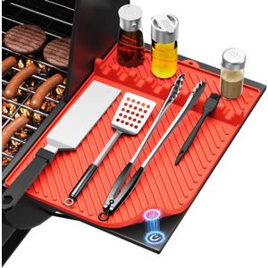Silicone Griddle Mat for Blackstone - Magnetic Silicone Grill Tools Mat for Blackstone Accessories, Side Shelf Spatula Utensil Mats with Drip Pad for Outdoor BBQ Grill Kitchen Countertop (1-Pack)