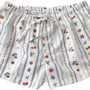 RoseSeek Women's Drawstring High Waisted Button Front Mini Shorts Loose Wide Leg Track Shorts Casual Lounge Multicolor White Medium