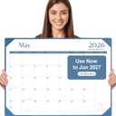 Gannyfer Desk Calendar 2026-2027 with Desktop Mat, Simplified Large 22" x 17" Desktop Pad Calendar, 18 Month Desk Calendar 2026, Use Now to Jun 2027, Office Supplies Perfect for Home School and Office - Blue