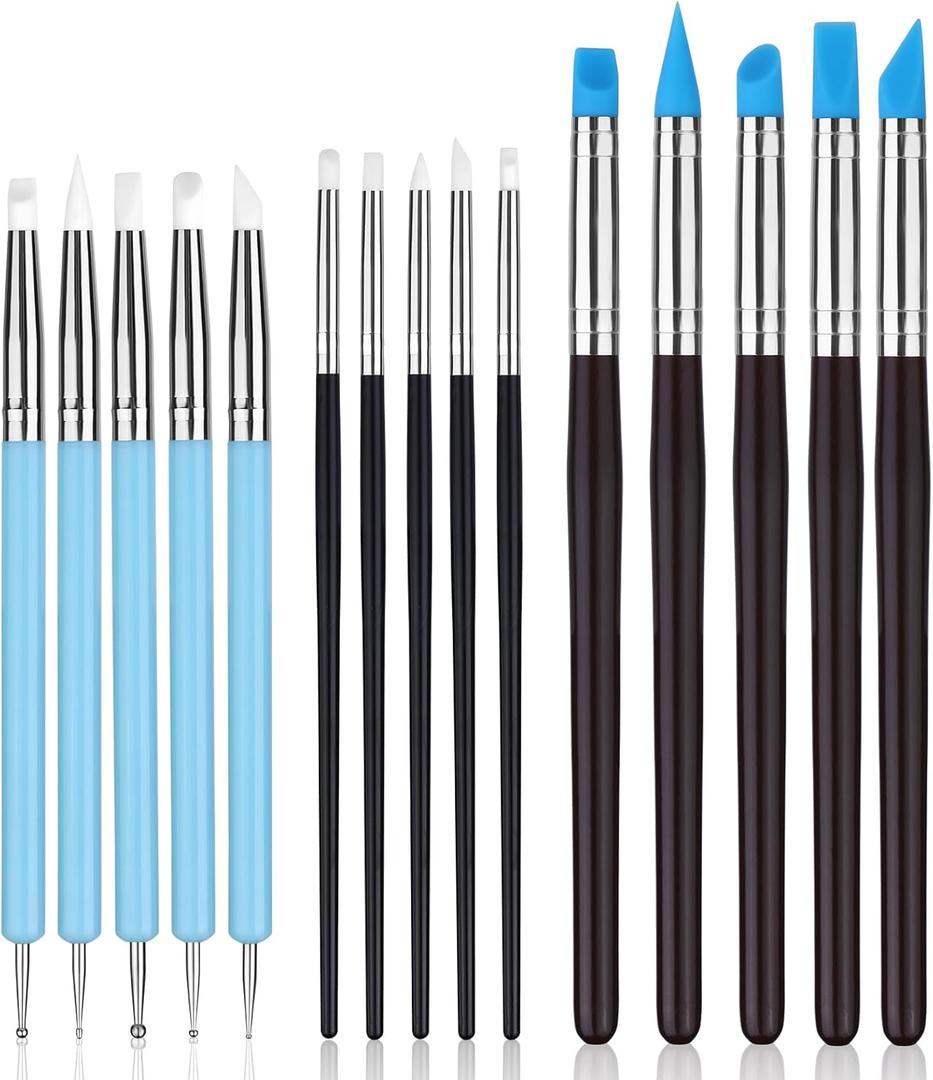 Silicone Sculpting Tools, Pottery Tools, Clay Tools, Clay Sculpting Tools, Clay Tools Sculpting with 15 PCS Modeling Dotting Tool, Embossing Tool for Modeling, Nail, Painting