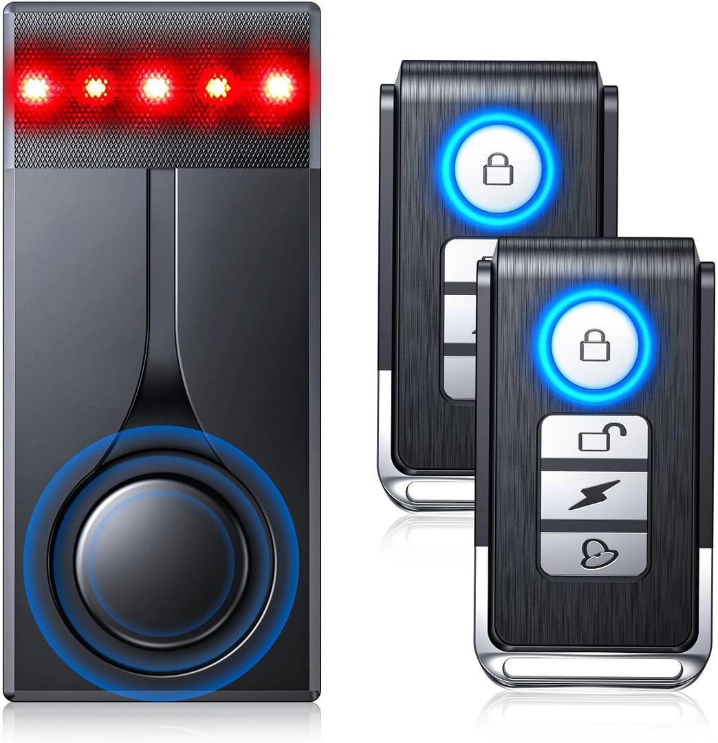 108dB Car Alarm System, Car Anti-Theft Vibration Sensor Alarm & Red Light, 2 Wireless Remote, Anti Theft Vehicle Device with Magnetic Install Design for RV, SUV, Truck (Upgrade 4.0)