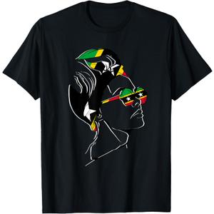 Saint Kitts and Nevis Girl Kittitian Roots Nevisian Flag T-Shirt, Black, Medium
