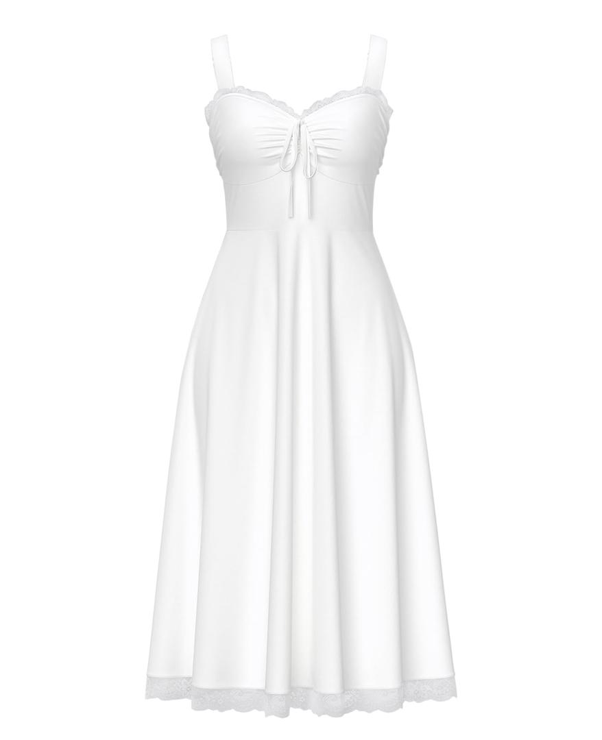 Floral Corset Wedding Guest Dress for Women White (M)