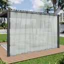 youleyar Sheer Outdoor Curtains for Patio Waterproof 2 Panels Linen Look Rod Pocket Indoor Grey Voile Curtain for Living Room, Bedroom, Porch, Pergola, Cabana, Gazebo(100x108 Inch, Grey)