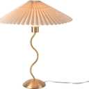 Gold Pleated Small Table Lamp, Brass Modern Bedside Table Lamp for Bedroom, Mini Pleated Lamp Shape, MCM Table Lamp Bedroom Bow Lamps for Nightstand