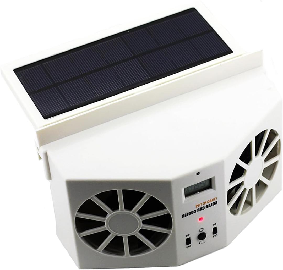 Car Solar Powered Exhaust Fan, Air Flow Window Fans, Solar Powered Exhaust Fan 2W (White)