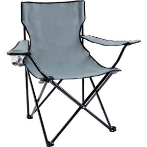 YSSOA Portable Folding Grey Camping Chair, 1-Pack