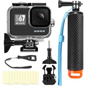BO&DQQ Compatible for Go Pro Hero (2018) 7 6 5 Black Waterproof Housing Case 45M/147FT Protective Underwater Diving Case Shell with Cameras Handle Mount Accessories Kit
