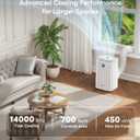 14,000 BTU Portable Air Conditioner, Cools up to 700 Sq.Ft, 3-in-1 Modes, Voice & Remote Control, Quiet Operation, Light Yellow