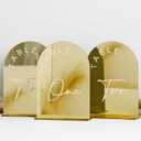 Gold Mirror Arch Wedding Table Numbers 1-20 with Stands, 5x7 Inch Acrylic Arch Sign with Holder, Gold Arch Acrylic Table Numbers for Wedding Reception(1-20, 5"x7")