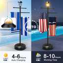 Solar Light Pool Towel Rack with Wheels 63" Tall Adjustable Outdoor Towel Rack for Patio, Bathroom, Hot Tub