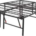 Bed Frame with Storage, Foldable Metal Platform, Sturdy Steel, No Box Spring Needed, 18 Inches High, Tool-Free Setup, Queen Size, Black