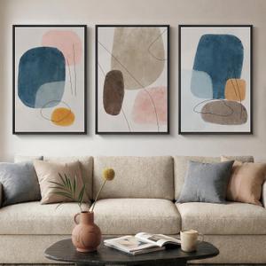 Large Framed Abstract Canvas Wall Art for Living Room, 3 Piece Colorful Minimalist Modern Prints Paintings Artwork for Walls, Neutral Pictures Wall Decor for Bedroom, Office, Dining Room 24x36 In, 24" W x 36" H x 3pcs