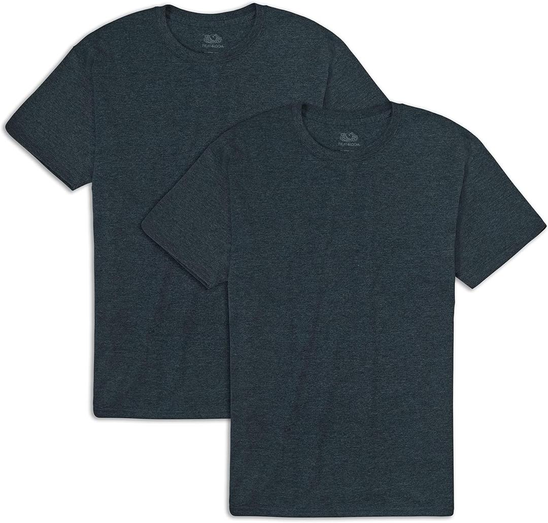 Fruit of the Loom Men's Eversoft Cotton T Shirts, Breathable & Moisture Wicking with Odor Control, Sizes S-4x (Large, 2 Pack Black Heather)