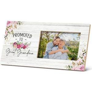 SRADMO Pregnancy Announcement for Great Grandma, Great Grandma Picture Frame, 12x6 inch Wooden Tabletop Photo Frame