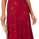 Adrianna Papell Beaded Mesh Dress (Red, M)