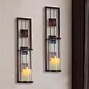 Shelving Solution Wall Sconce Candle Holder Metal Wall Decorations for Living Room, Bathroom, Dining Room, Set of 2, Bronze, 3.9"L x 3.1"W x 15.7"H