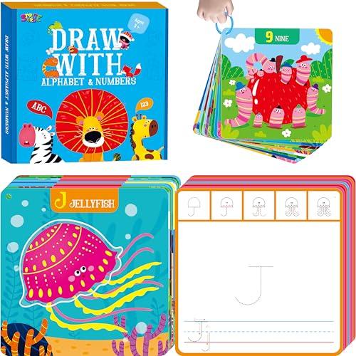 Draw with Alphabet & Numbers, 36PCS Dry Erase Cards Letters & Numbers Tracing Learning ABC Handwriting Educational Toy Set Educational Game Birthday Gift for Preschool Learning Activities