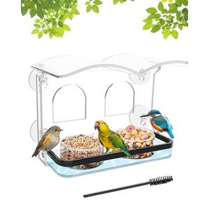 COJOSQC Window Bird Feeder with Strong Suction Cups, Clear Acrylic Design for Close-Up Bird Watching, Durable, Weatherproof, Easy to Install, Large Seed Tray, Drain Holes to Keep Food Dry, For Outdoor