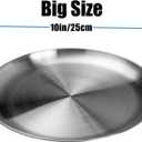 CAMBUY Stainless Steel Plates 10 inch Metal Lightweight Unbreakable Dinner Dishes Plates Set Non-Toxin Dishwasher Safe BPA Free and Healthy (4 Pcs)
