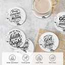 Ceramic Coasters Set of 8 with Holder - Christian Bible Verse Drink Coasters, Absorbent Marble Coasters for Table, Religious Gifts for Women Friends Family, 4 Inches