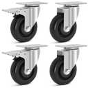 W B D WEIBIDA 4 Inch Caster Wheels Set of 4, 1200 Lbs Heavy Duty Casters with 2 Brake, Locking Industrial Swivel Top Plate Casters Wheels for Cart and Furniture Workbench(2 Brake 2 Swivel)