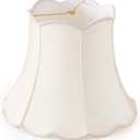 Woanger Extra Large Scalloped Bell Lamp Shade, Cream Linen, 16 x 14.37 Inch, 18 x 17.5 Inch