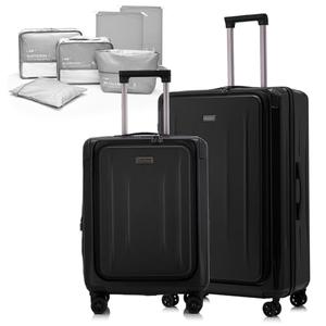LOUIS KAISER Premium Carry On Luggage, 20Inch+29 Inch Top Opening Airline Approved ABS+PC Hard Shell Suitcases with Silent Wheels, TSA Lock,Front Pocket and Wet-dry Separated Six-piece Set