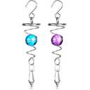 Jetec 2 Pieces Gazing Ball Spiral Tail Decorative Wind Spinner Stabilizer Stainless Steel Indoor Outdoor Hanging Wind Ball Spinner with Hanging Swivel Hook for Garden Decoration(Purple, Dark Blue)