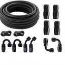 3/8 6AN 20FT,-6 Nylon Stainless Steel Braided Fuel Line Oil/Gas/Fuel Hose End Fitting adapter with 12 pcs Swivel Fittings