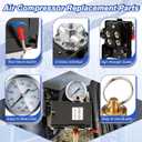 Dreyoo Air Compressor Pressure Switch 135-175 4-Port 20 Amp with 0-200 PSI Gauge and 200 PSI Safety Relief Valve, 1/4" NPT Replacement Pressure Switch Parts for Air Compressor