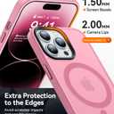 CANSHN Magnetic Compatible with iPhone 14 Pro Max Case [Translucent Matte] [Compatible with Magsafe] Slim Thin Shockproof Protective Bumper Cover Phone Case 6.7 Inch - Pink