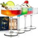 Evoio Martini Coupe Glasses Set of 4 | 10 oz Elegant Ribbed Vintage Cocktail Glasses, Premium Crystal Glass for Champagne, Espresso Martini, Desserts | Perfect for Gifts & Entertaining