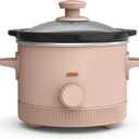 bella 1.5 Qt Slow Cooker with 3 Heat Manual Control, Ceramic Nonstick Coating, Dishwasher Safe Stoneware Pot and Tempered Glass Lid, Tangle Free Cord Wrap & Cool Touch Handles, Blossom, 1.5 Quarts